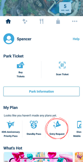 Tokyo Disney App Entry Request instruction