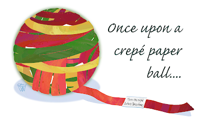 Art of a crepé paper ball a Van Wagoner family Christmas Tradition