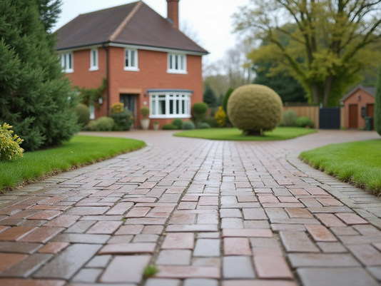 New block paved driveway in Plymouth, showing neat pattern and clean finish