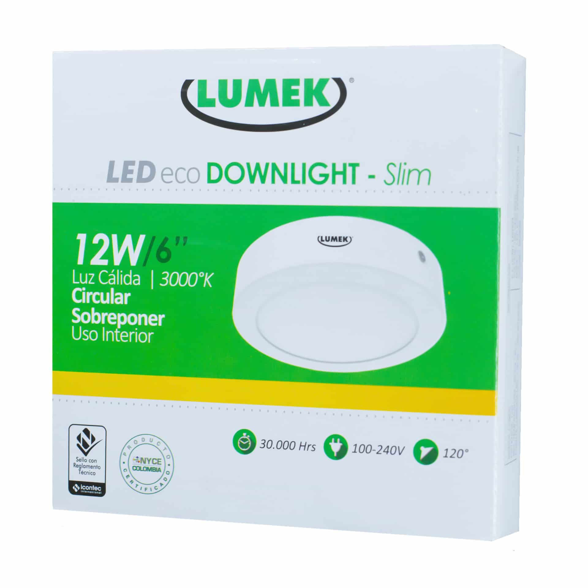 PANEL LED CIRCULAR SOBREPONER 12 W LUZ CÁLIDA 3000W