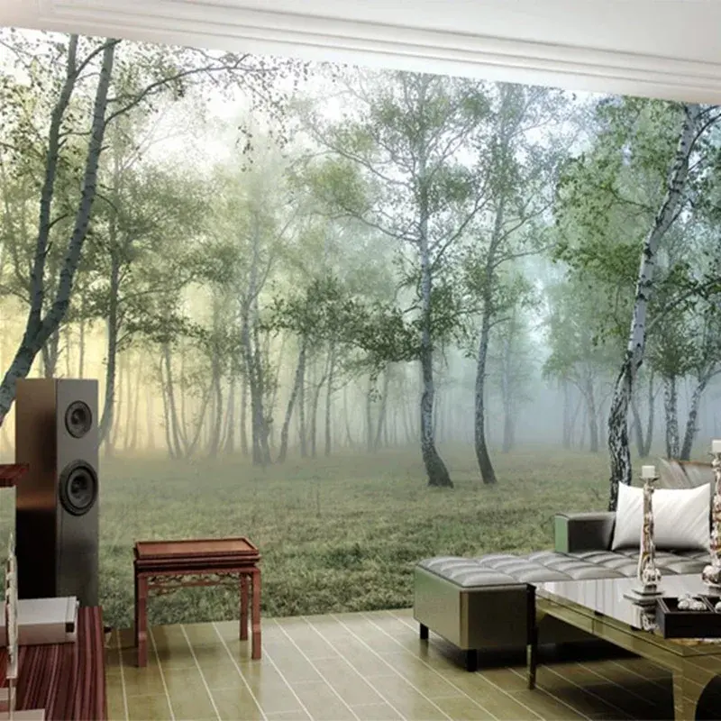 Photo Wallpaper 3D Green Forest Nature Landscape Murals Living Room TV Sofa