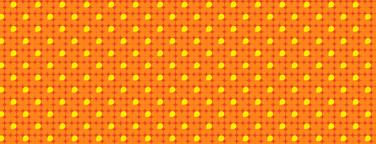 An orange background with a repeating pattern of tiny hearts and the word "hello" written in large, white, cursive letters at an angle.Â