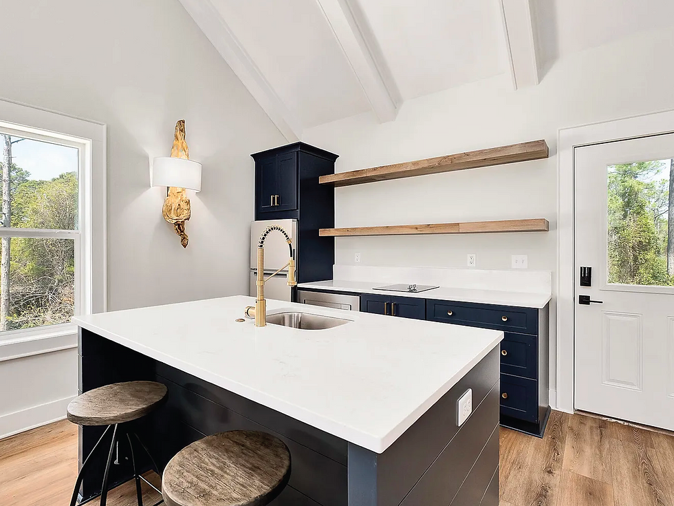Luna Indigo and Custom Floating Shelves