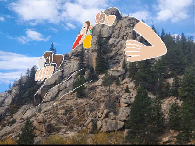 What we believe to be a massive petrified humanoid giant with a dog based on our opinion.