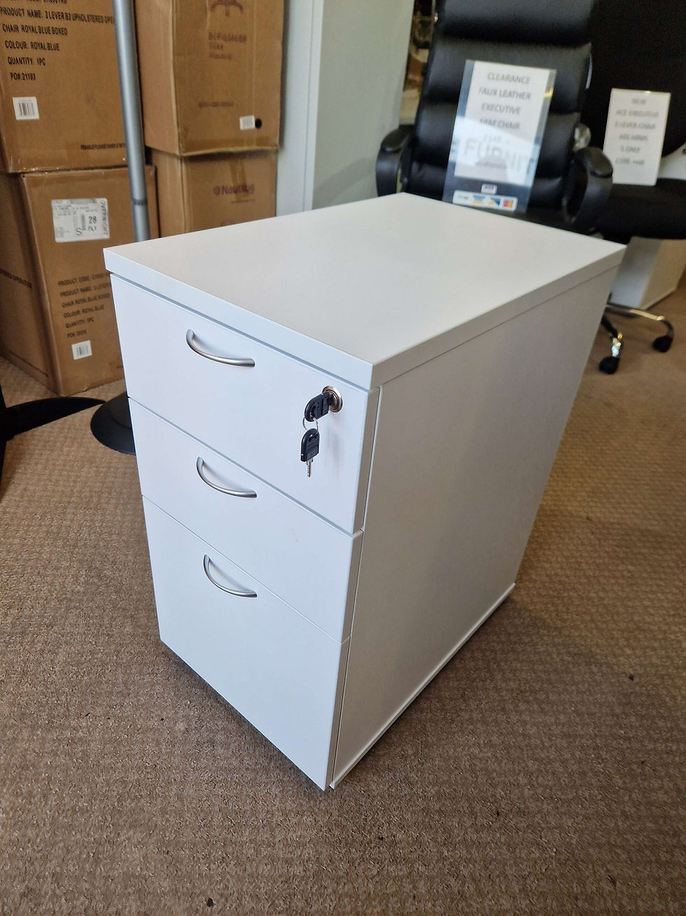 Thumbnail: Factory Seconds 3 Drawer Desk High Pedestal - White