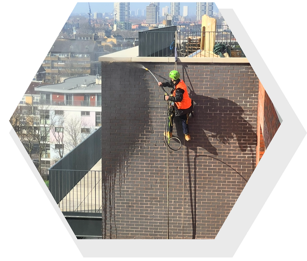 Cleaning brickwork facade post construction