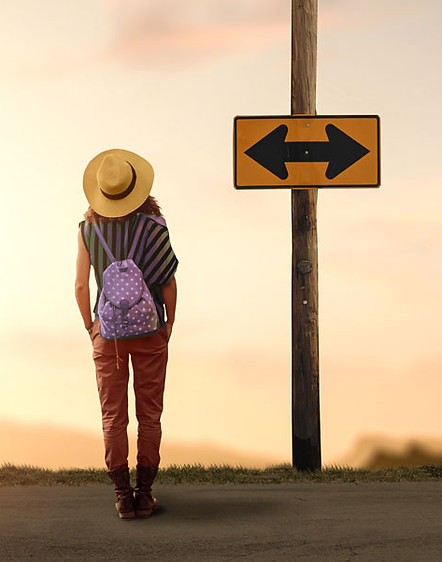 woman at a crossroads that could benefit from psychotherapy