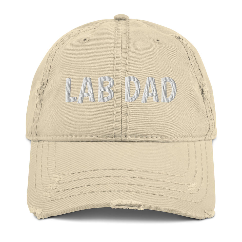 Thumbnail: Distressed Baseball Hat with "LAB DAD" embroidered