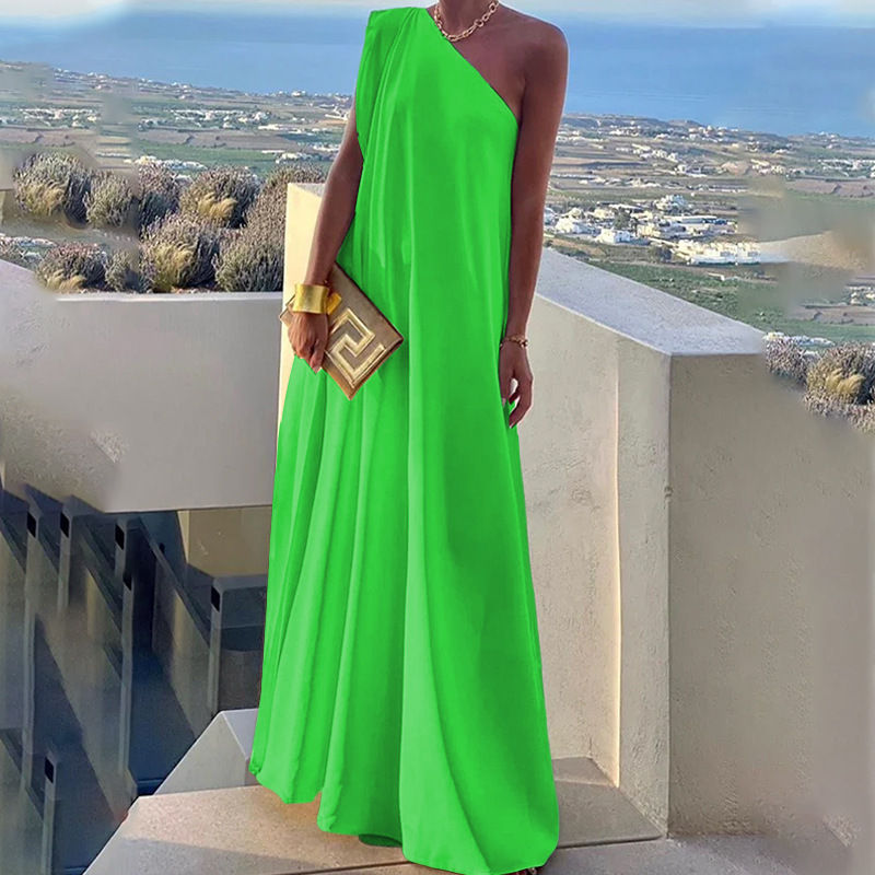 Thumbnail: 2025 Autumn Elegant Women Loose Party Dress Female Luxurious Sexy One Shoulder C