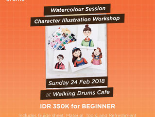 Water Color Session: Character Illustration Workshop by @gabrieldiasagatha