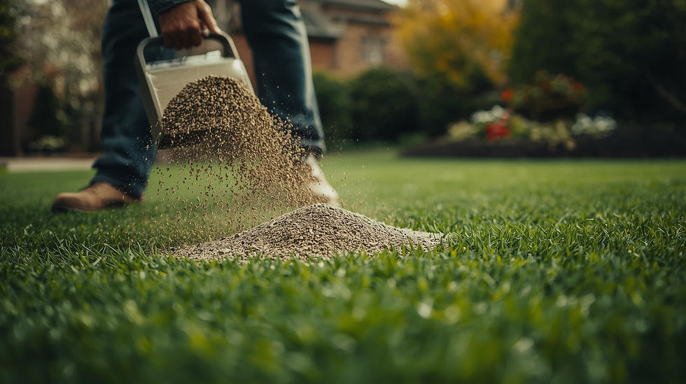 man preparing the weed and feed