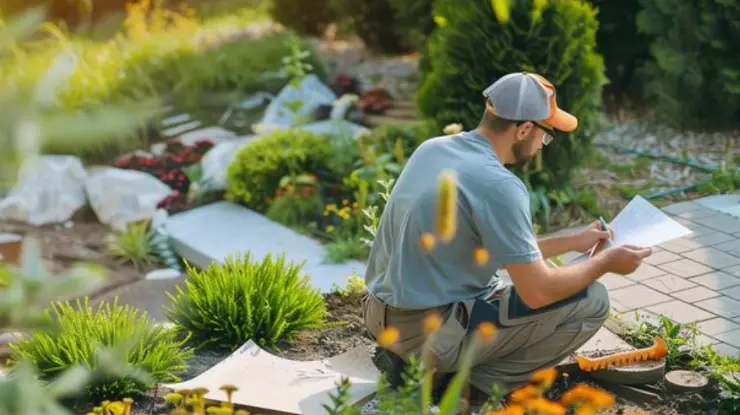 A professional evaluating the property