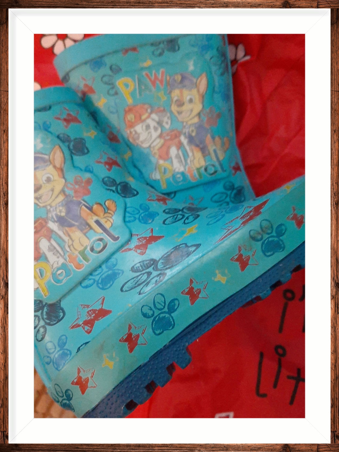 Size 6 paw patrol Wellington boots.