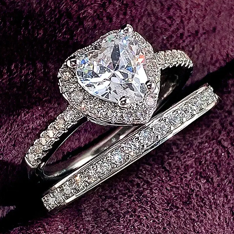 Thumbnail: Lovers 14K Gold Lab Diamond Ring Sets 925 Sterling Silver