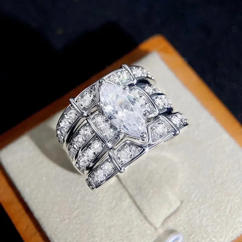 Thumbnail: Lovers 14K Gold Lab Diamond Ring Sets 925 Sterling Silver