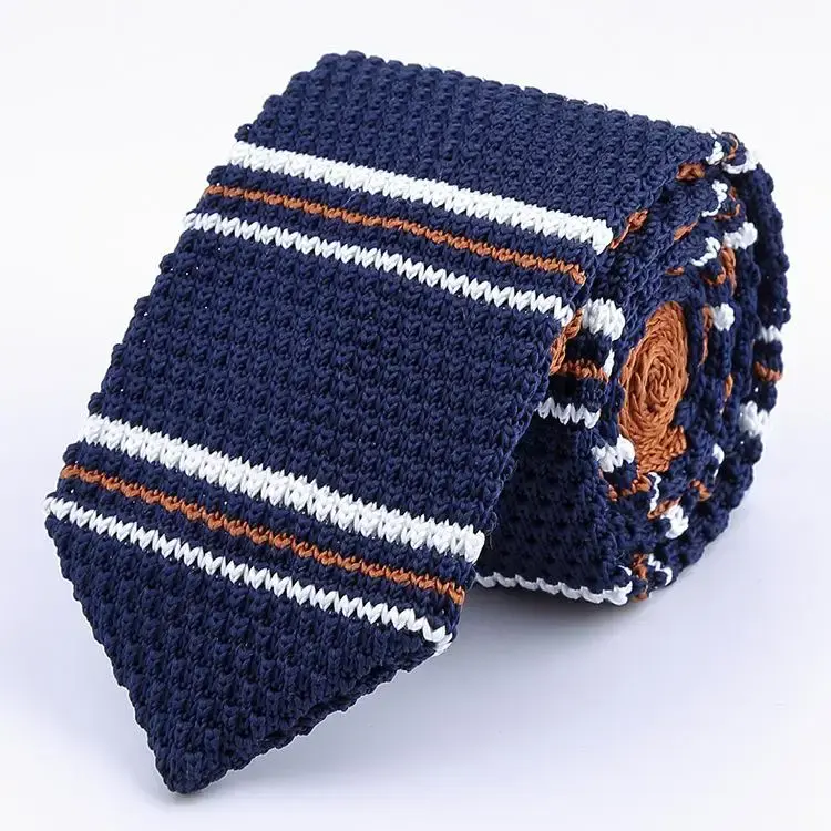 Thumbnail: Men's Knitted Tie Leisure Triangle Striped Neckties New British Style Skinny