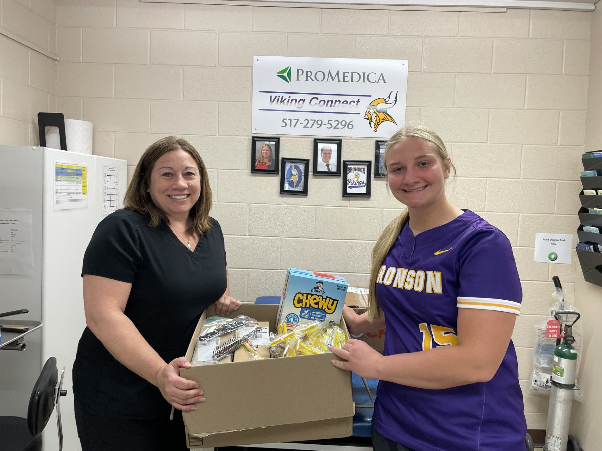 Student delivering donation items