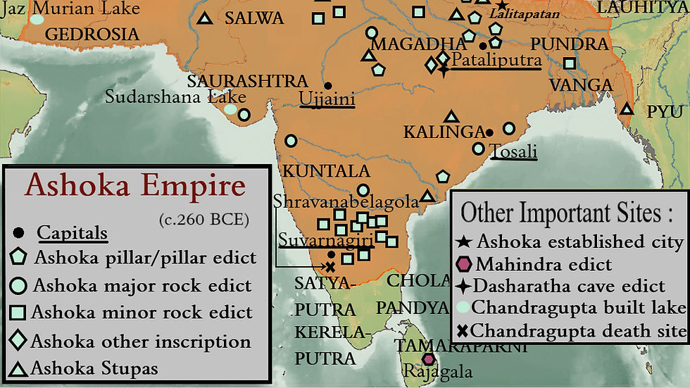 Locations of Ashokan Edicts across India