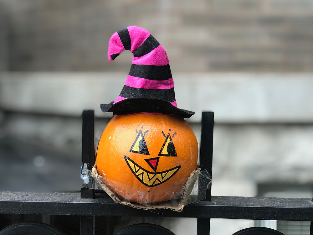 Tiny Painted Witch Pumpkin