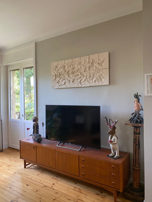 Sculpture Murale / Bas-Relief Céramique "Le Grand Blanc" de l'artiste & Designer Mobilier Franck Scala