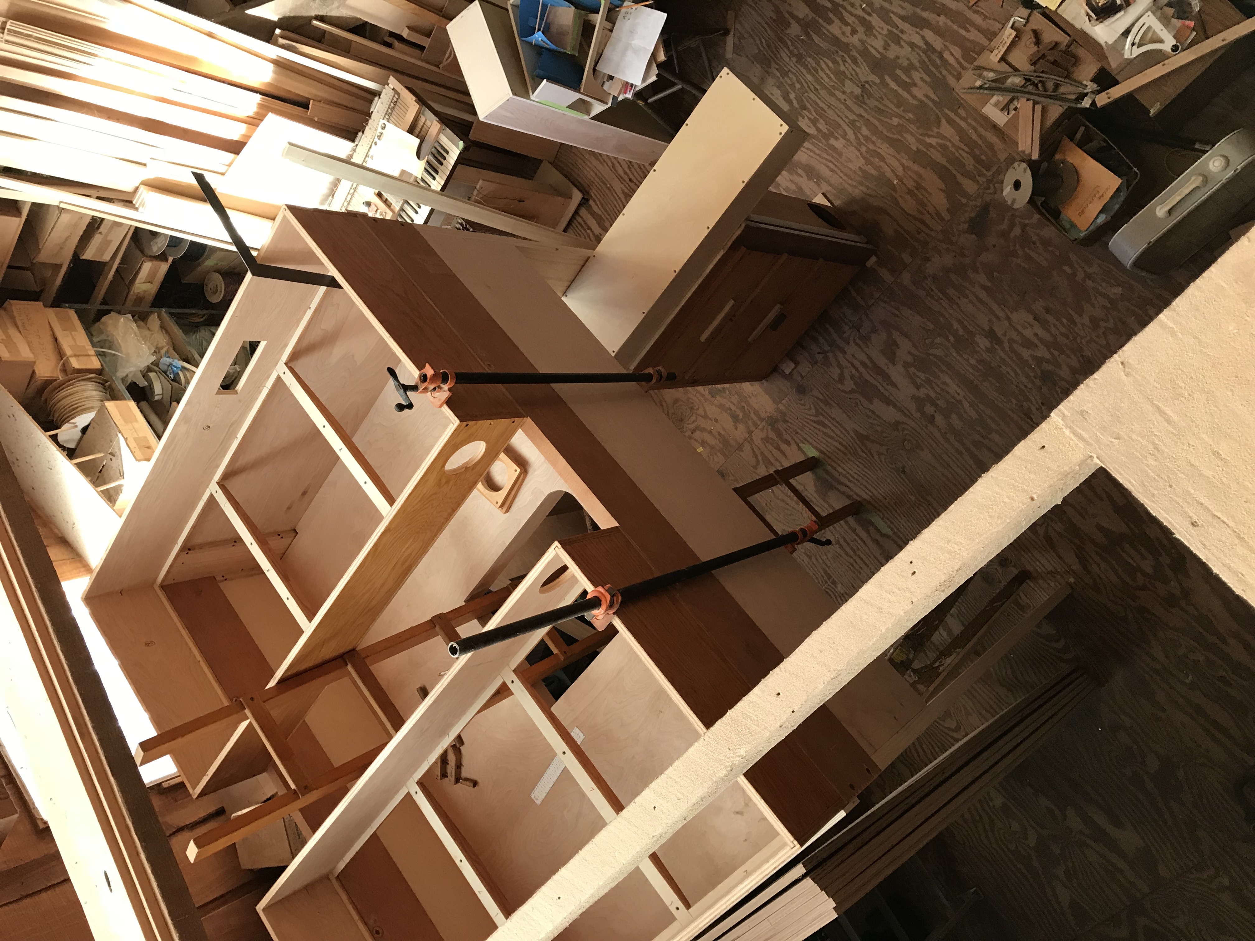 Choir wind chests from above