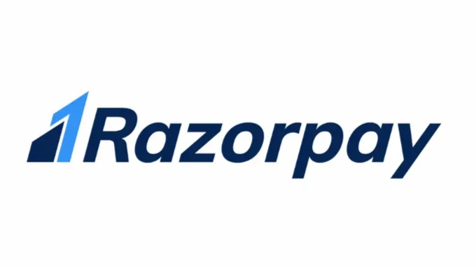 Razorpay logo with blue and white colors and text on white background.