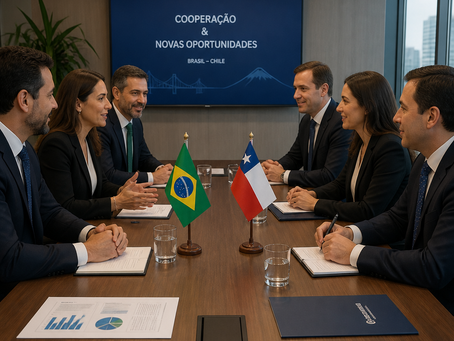 Personas brasileñas y chilenas en reunión de trabajo