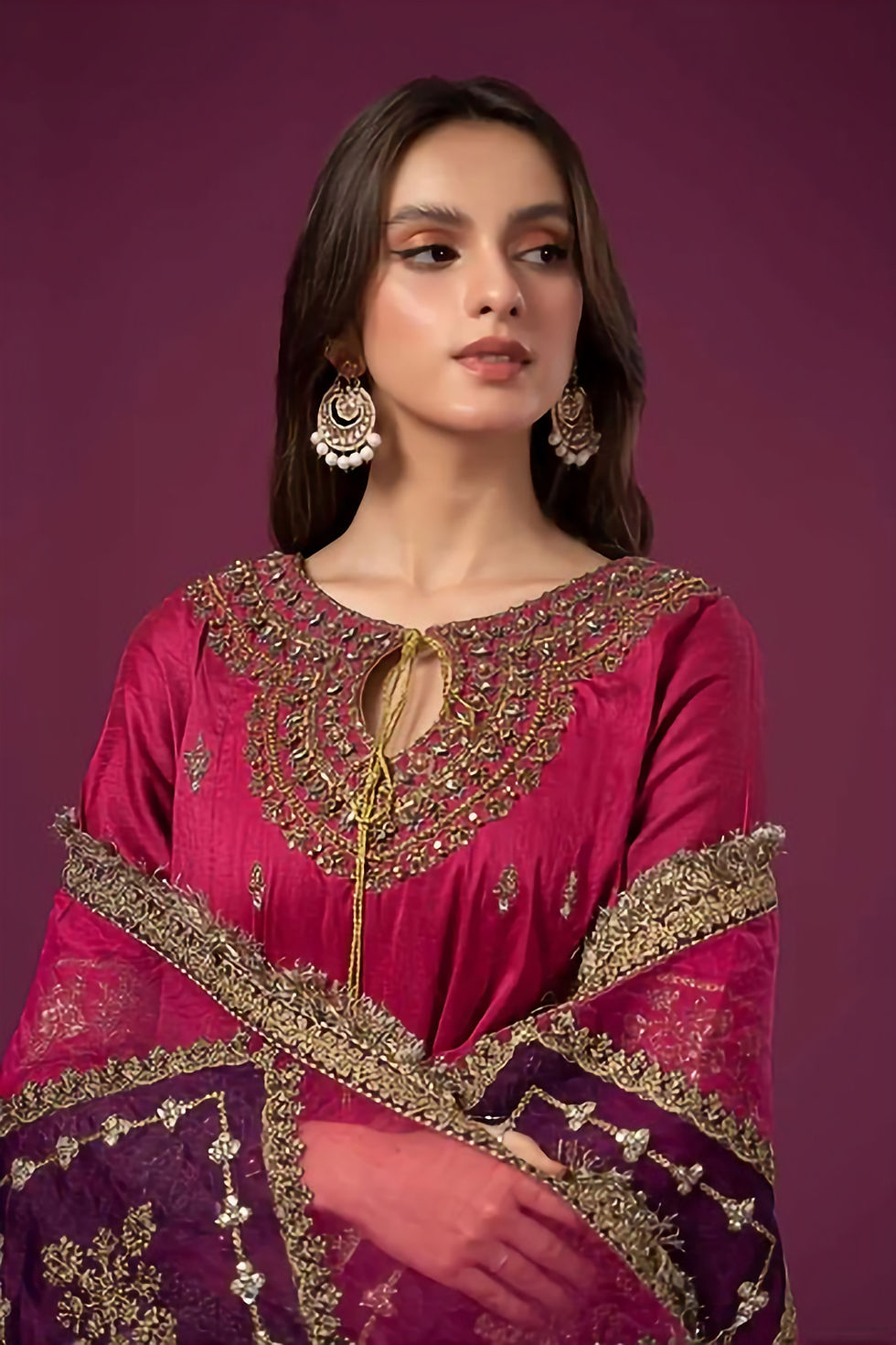 Thumbnail: Magenta Pink Embroidered Formalwear