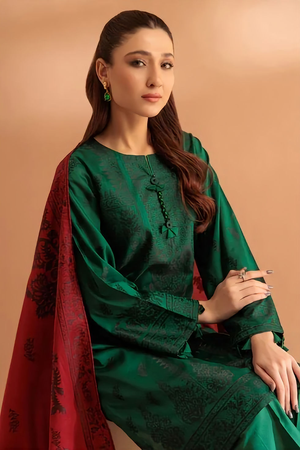 Thumbnail: Printed Forest Green Shalwar Kameez