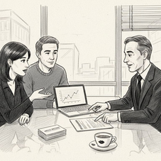 Financial advisor showing fee disclosure to clients