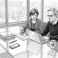 Financial advisers reviewing international planning tools