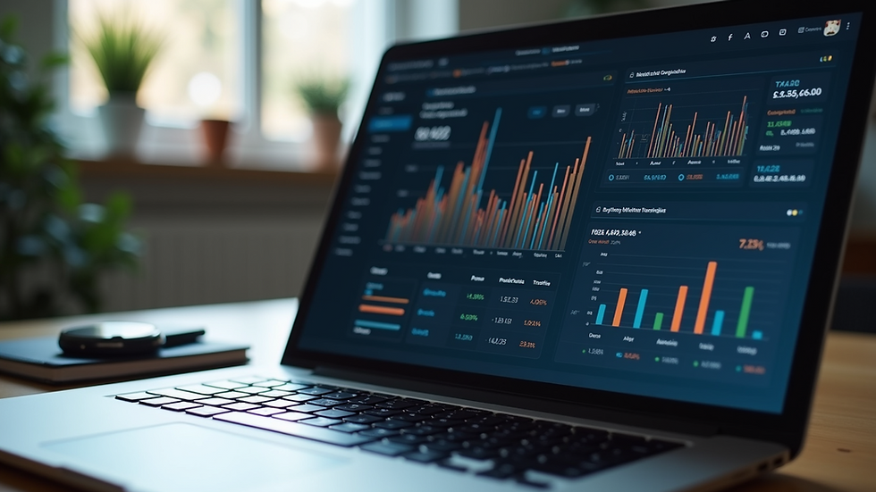 Close-up view of a laptop screen showing investment portfolio dashboard