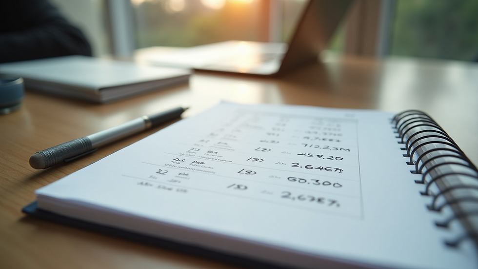 Close-up view of a notepad with investment notes