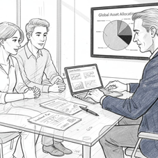 Financial adviser meeting with clients abroad