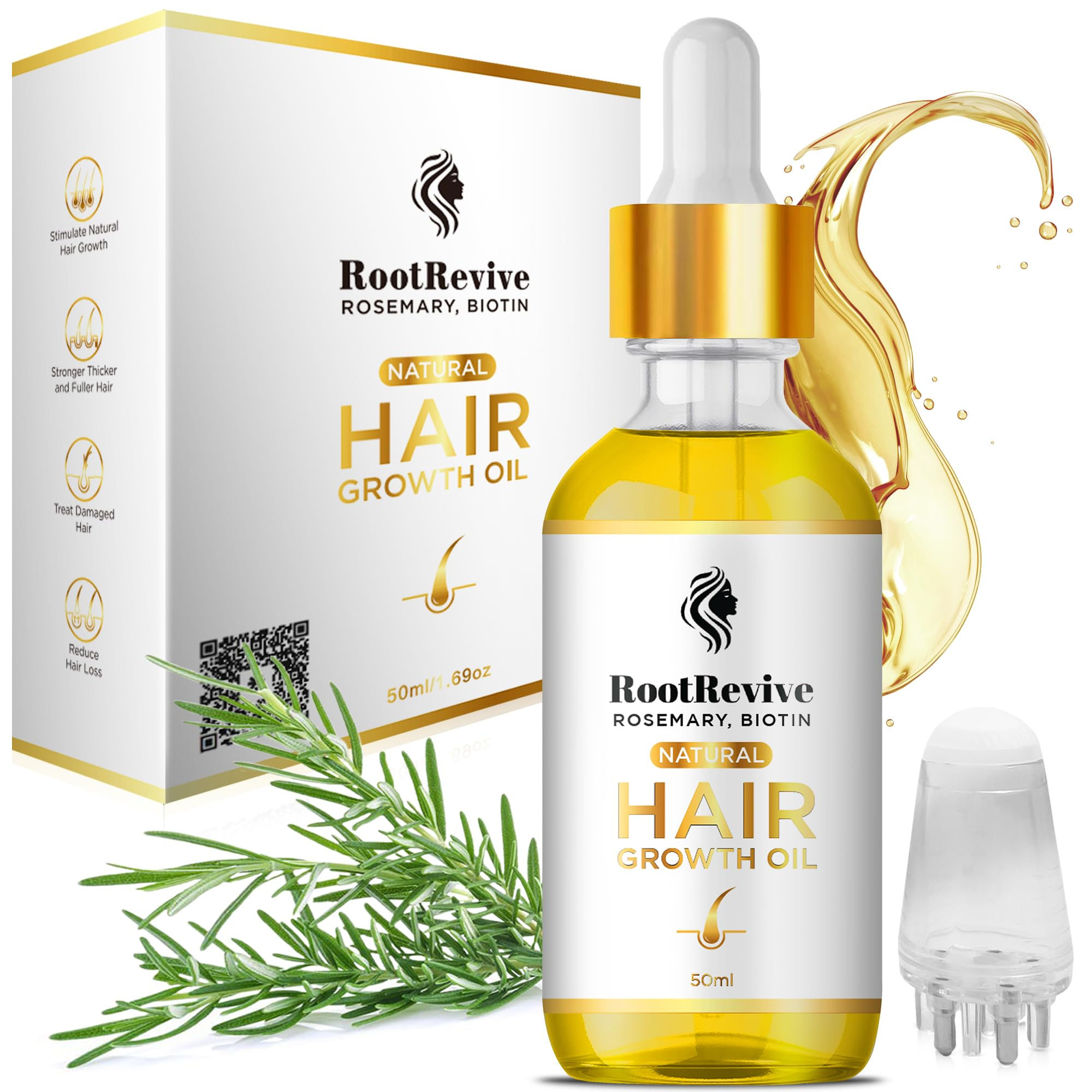 Rosemary Biotin Hair Growth Oil - Stimulates Regrowth & Strengthens Hair | Ideal