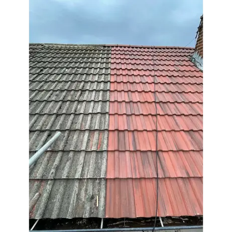 2 different type of roof tiles side by side 