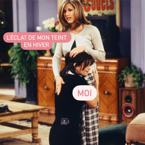 MEME réalisé à partir d'une image de la série Friends, pour le feed Instagram de la marque de cosmétiques Romy
