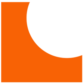 Image vectorielle en forme de carré coupé par un cercle, de couleur orangée, utilisée pour le décor de la page