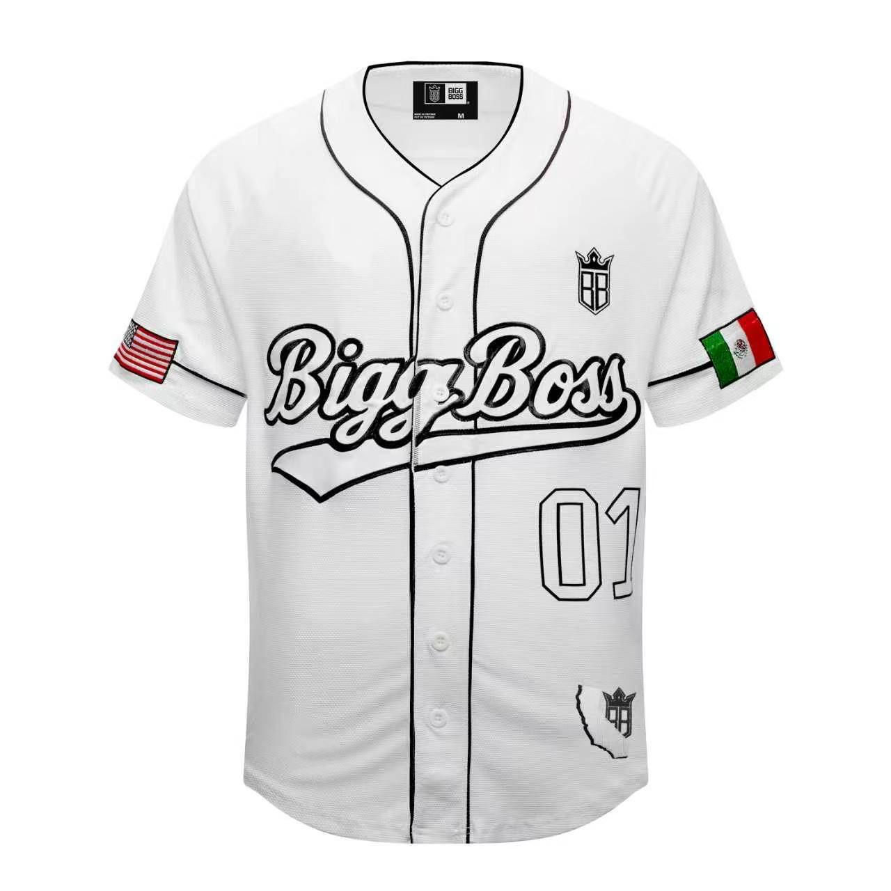 XS-BB 1027 - WHITE BASEBALL JERSEY