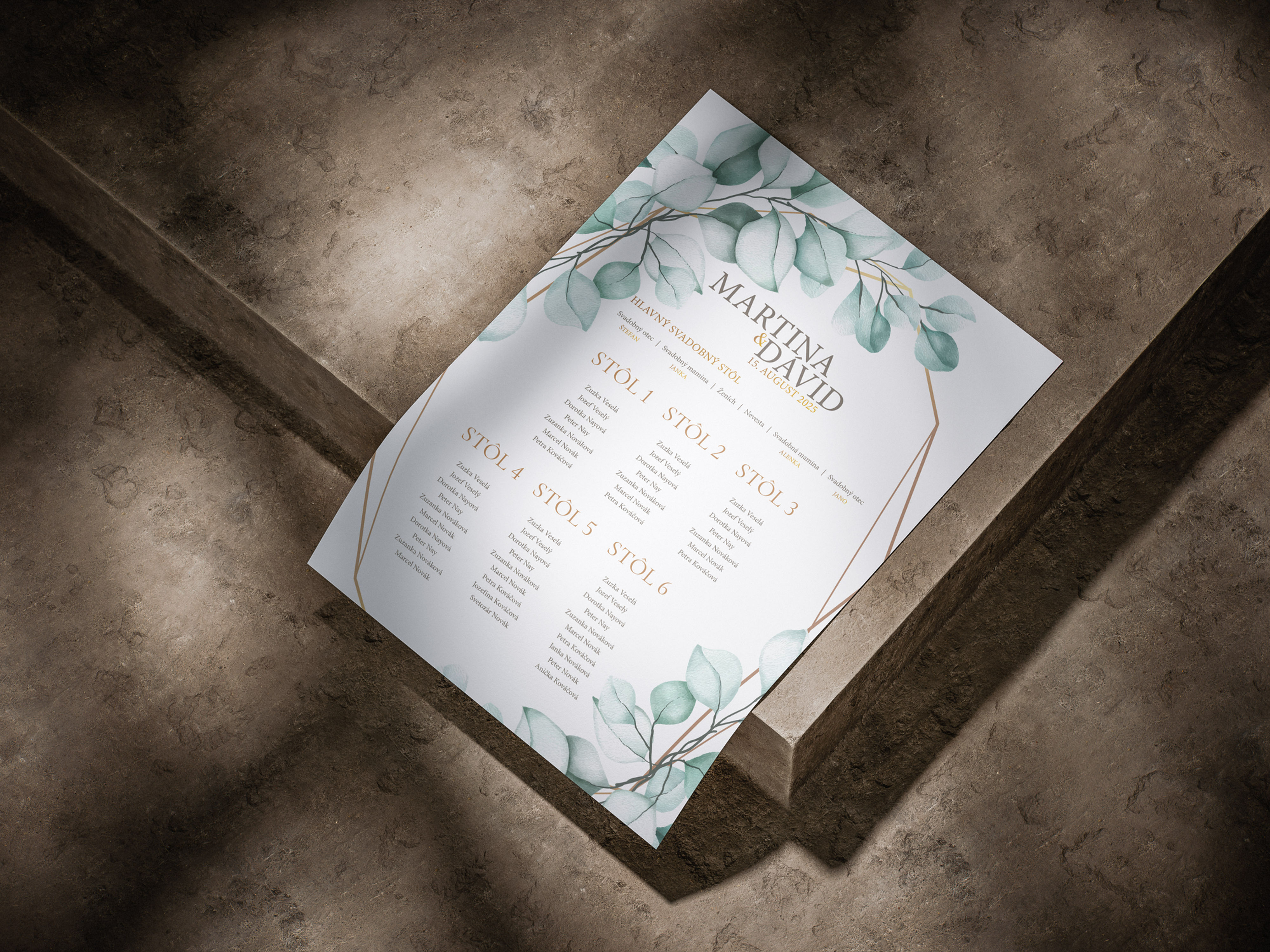 Svadobný zasadací poriadok Mel