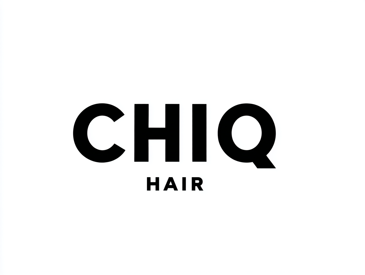 Chiq Hair Markenlogo in fetten schwarzen Buchstaben auf weißem Hintergrund.