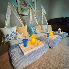 Surf's Up themed sleepover party rental in Austin
