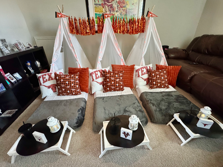 Longhorn inspired sleepover tents from South Austin Sleepover Tents