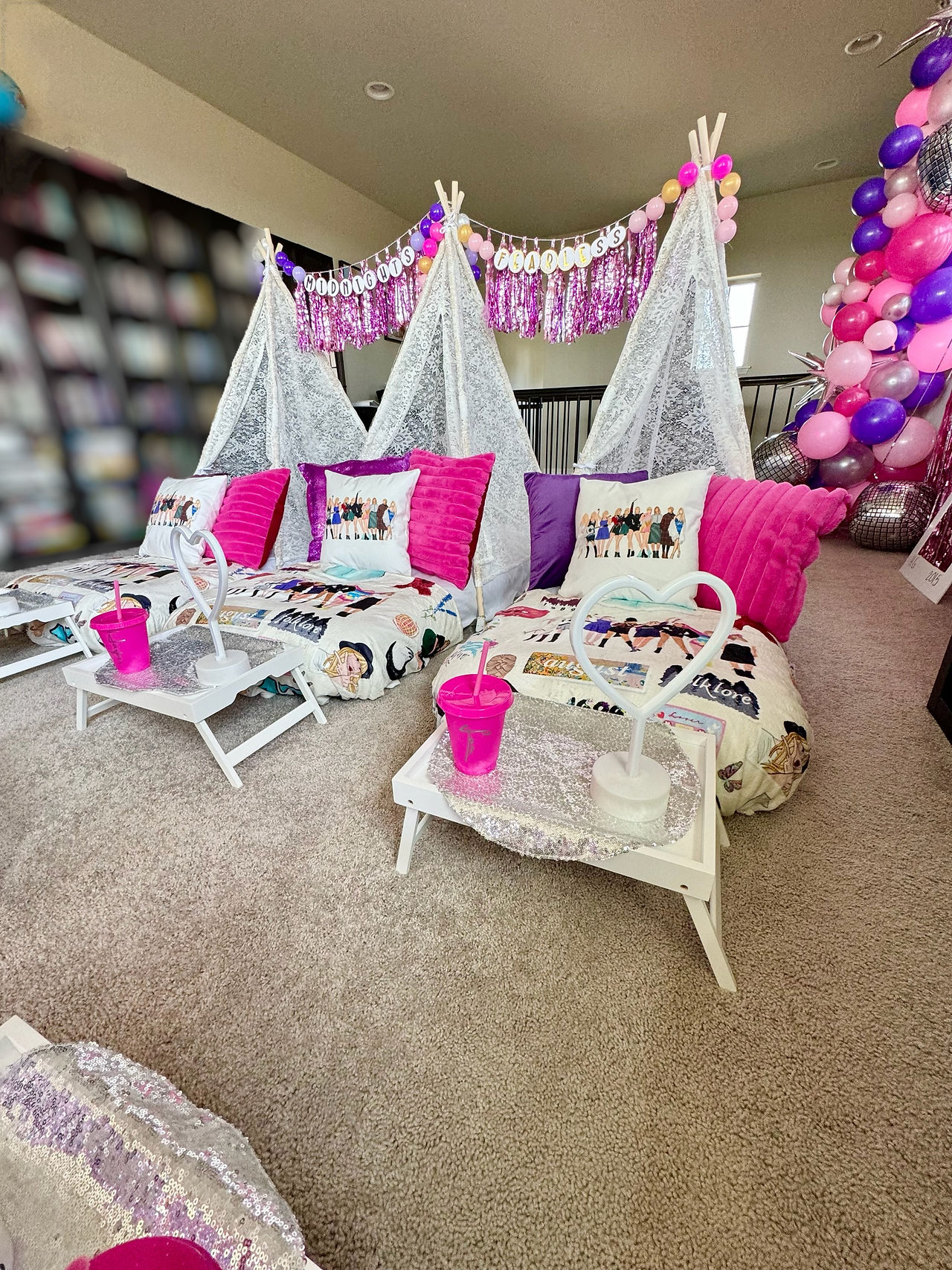 Swiftie themed sleepover tents