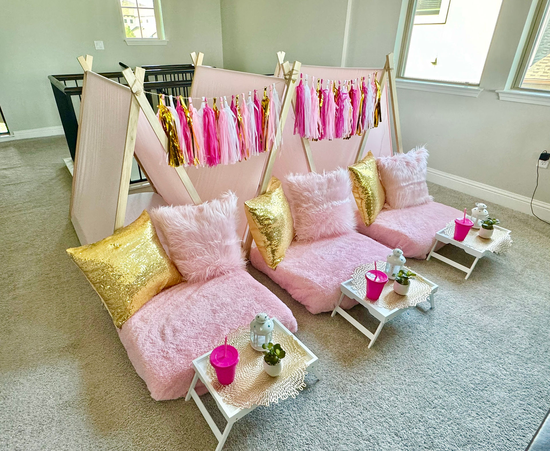 South Austin Sleepover Tents offers a pink and gold inspired party for your girl squad!