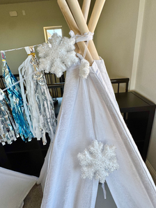 Snowflake decoration styled for a winter themed sleepover