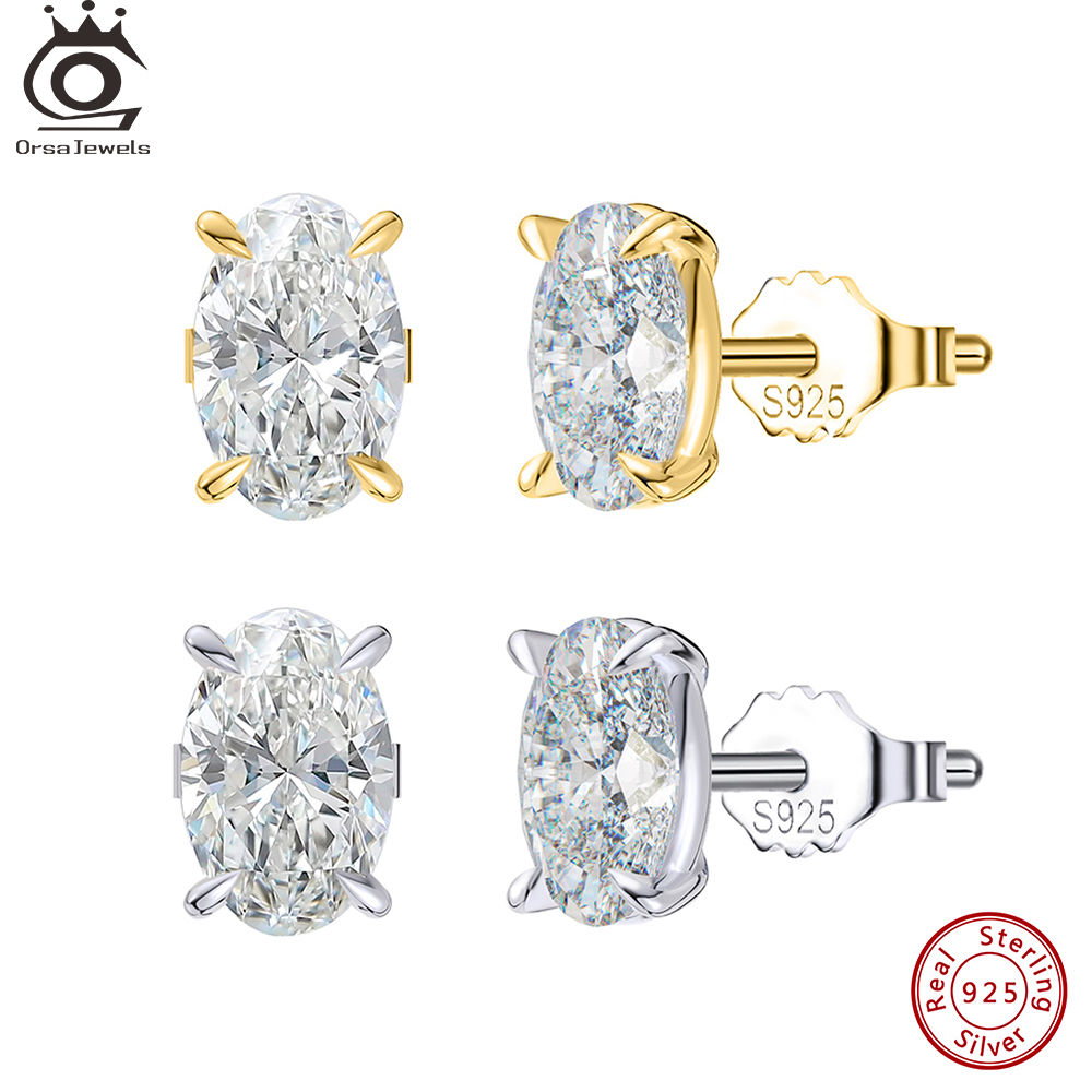 ORSA JEWELS Exquisite 925 Sterling Silver Zircon Earrings for Women Shiny 8A Pre