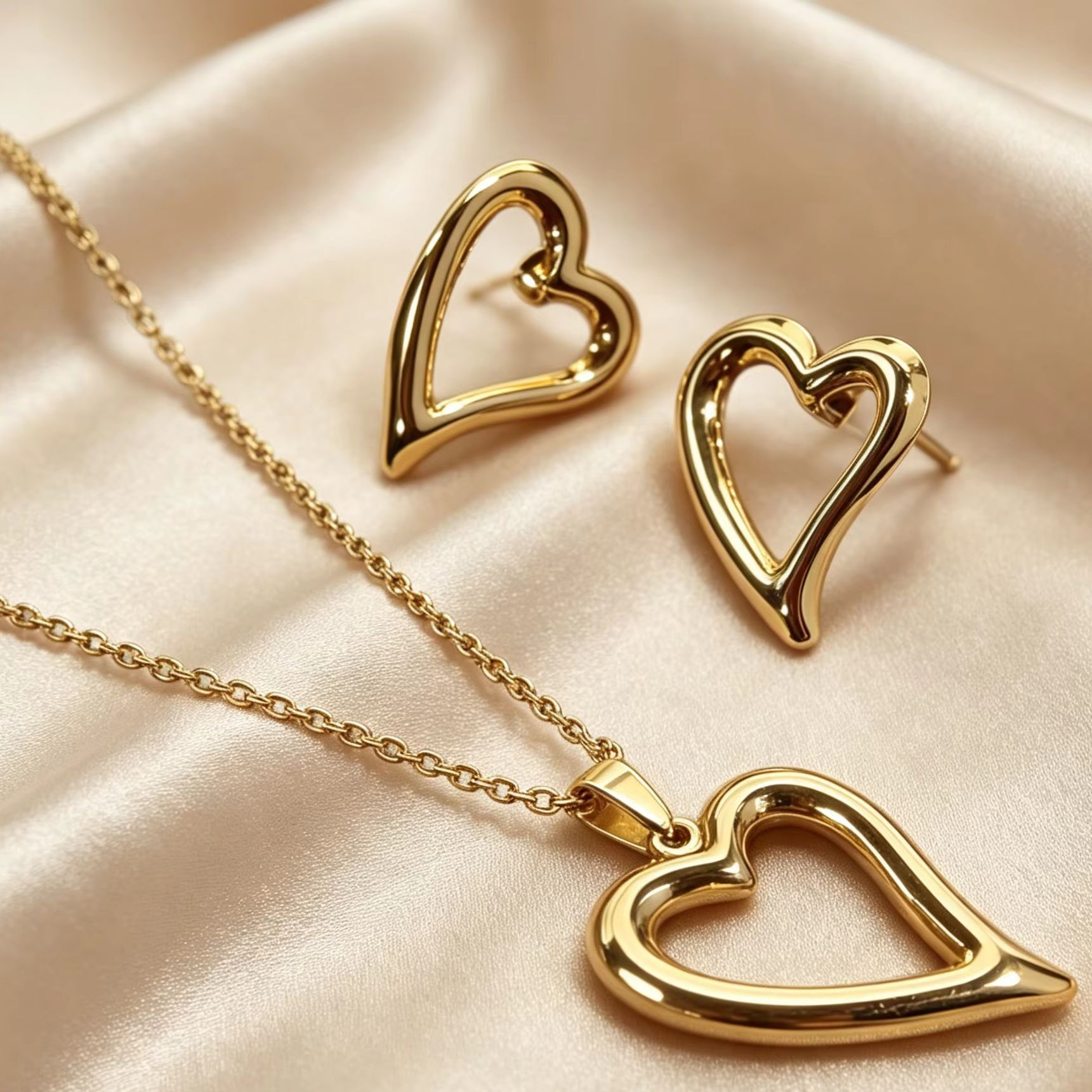 Lumina Hollow Heart Jewelry Set — Minimalist Anti-Fade Stainless Steel