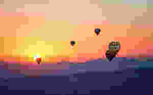 assorted hot air balloons photo during sunset