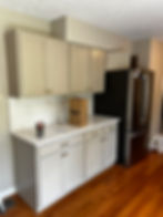Kitchen Refinish with Continuous Quartz Slab Worthington OH
